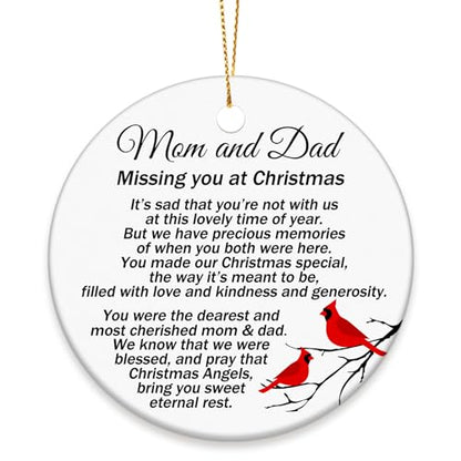 Memorial Cardinal Christmas Ornament Gift for Mom and Dad