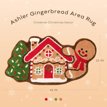 Christmas Gingerbread House Area Rug - Non-Slip Decor Bathroom & Living Room Mat