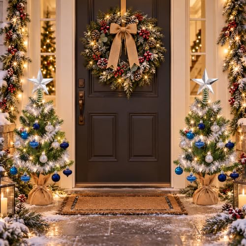 Blue Mini Christmas Tree Set - 2 Ft Tabletop Holiday Decor & Ornaments