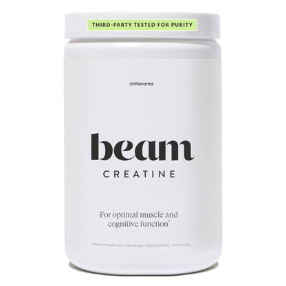 Beam Creatine Monohydrate Powder – 5g Micronized Creatine Monohydrate, Third Party Tested Creatine for Women & Men, Muscle Strength, Growth, Recovery & Cognitive Support, Unflavored, 100 Servings