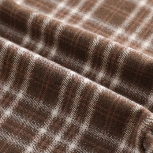 Fall Brown Gingham Table Runner Brown White Plaid Ruffle - 14x72 Inches, Cotton, Elegant Home Decor