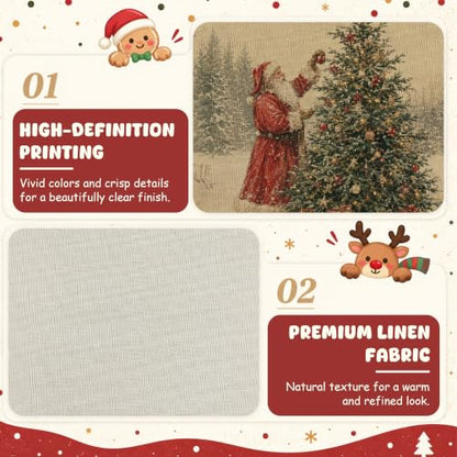 Christmas Wall Art Decor - Santa Claus Poster for Festive Home Decoration - 12x16 Inches - Variation: Christmas Tree Santa Claus