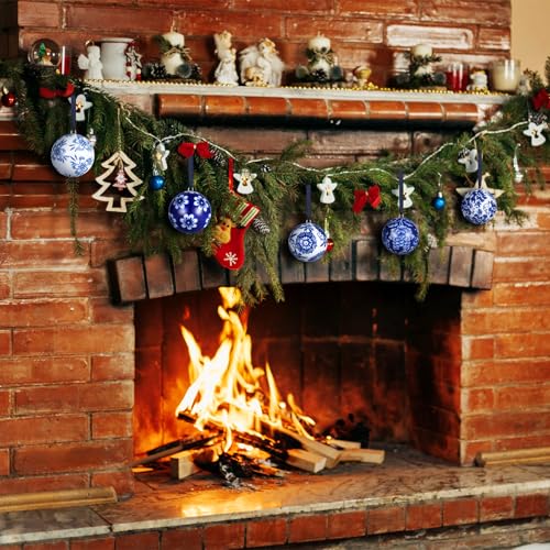 Christmas Porcelain Balls 8 Pcs Bulk Chinoiserie Ornament - Stylish Style