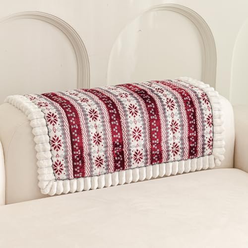 Christmas Plush Sofa Cover for Pet, Single Seater 28x28 Inches - Dark Red