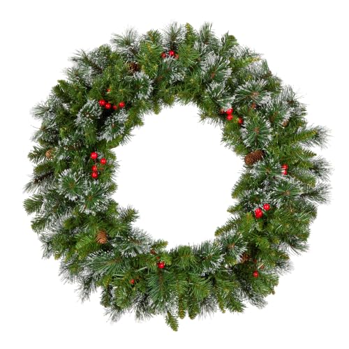 30 Inch Pre-Lit Crestwood Spruce Christmas Wreath - Battery Operated