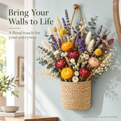 Natural Dried Flower Bouquet with 43 Stems for Home Decor & DIY Arrangements