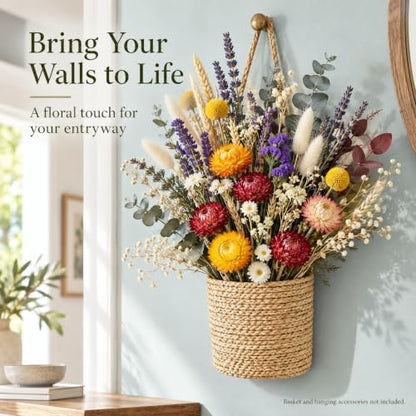 Natural Dried Flower Bouquet with 43 Stems for Home Decor & DIY Arrangements