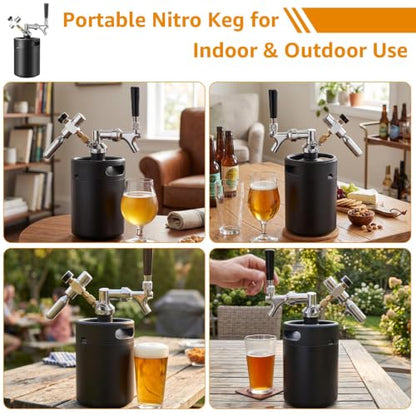 64oz Mini Beer Keg Growler Tap System with Co2 Regulator - Portable & Fresh