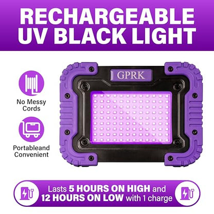 Rechargeable UV Black Light Portable Flood Light for Glow Parties Night Fishing Halloween