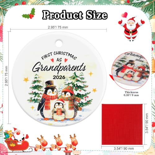 First Christmas as Grandparents Ceramic Ornament with Gift Box - Variation of Grandparents