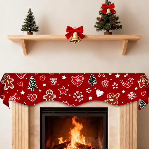 Gingerbread Christmas Mantel Scarf - Nuxovilar 19x79 Inches Holiday Decor CC01202