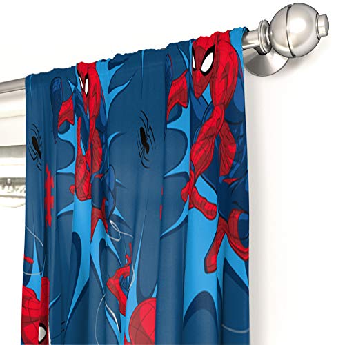 Kids Spiderman Curtain Set - 84x84 Inches, Pack of 6, Blue Kids Room Decor