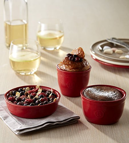 Emile Henry Made in France 6.75 oz Ramekin (Set of 2), 3.25" by 2.75", Burgundy Red