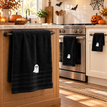 Halloween Ghost Bath Towel Set - 6-Piece Cotton Towels for Bathroom & Spa