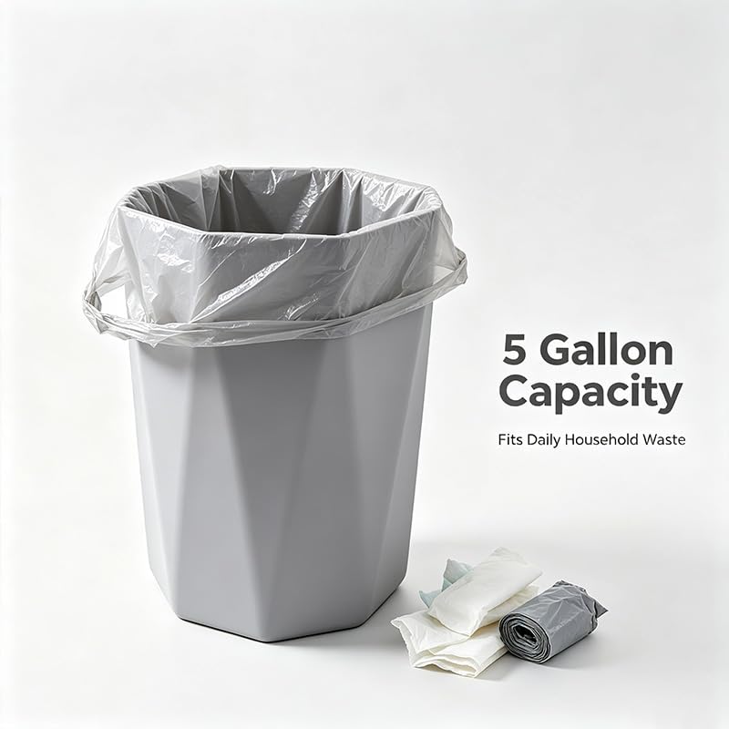 5 Gallon Geometric Plastic Trash Can - Slim Waste Bin for Bathroom Kitchen Bedroom