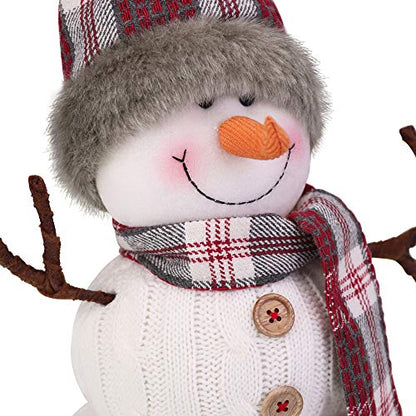 Christmas Snowman Indoor Decor 20 Inch Plush Handmade Gift White Snowman