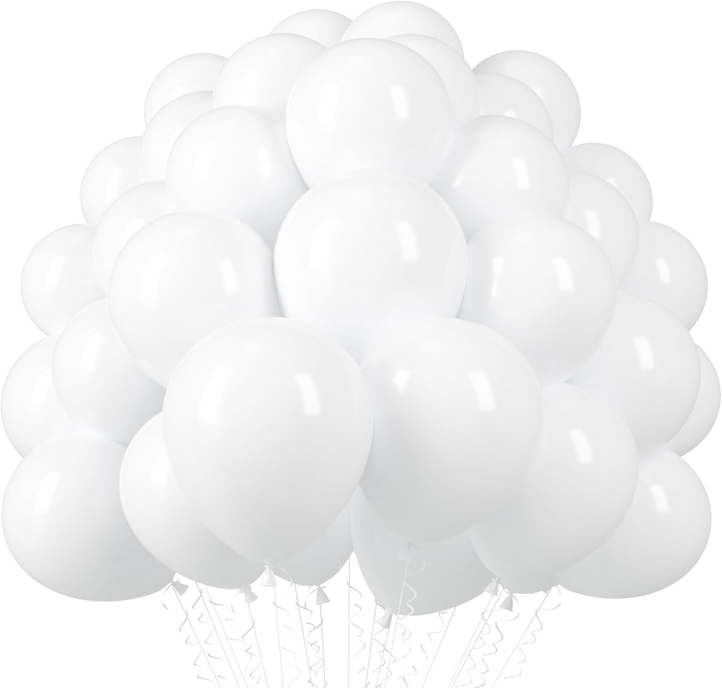 Voircoloria 12-Inch Matte White Balloons - 110 Pack for Weddings, Birthdays, and Celebrations
