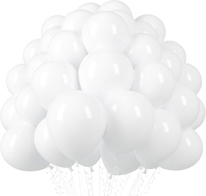 Voircoloria 12-Inch Matte White Balloons - 110 Pack for Weddings, Birthdays, and Celebrations