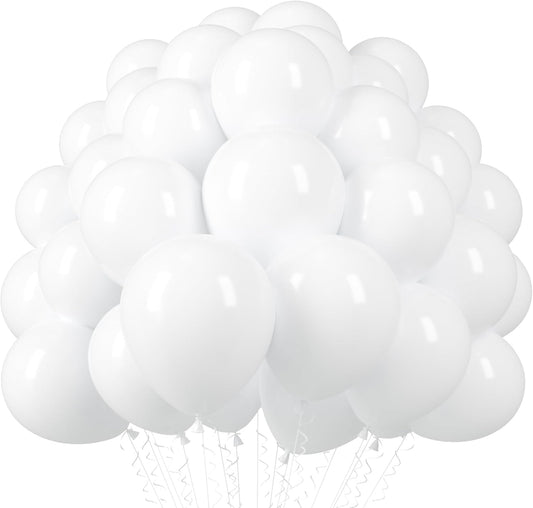 Voircoloria 12-Inch Matte White Balloons - 110 Pack for Weddings, Birthdays, and Celebrations