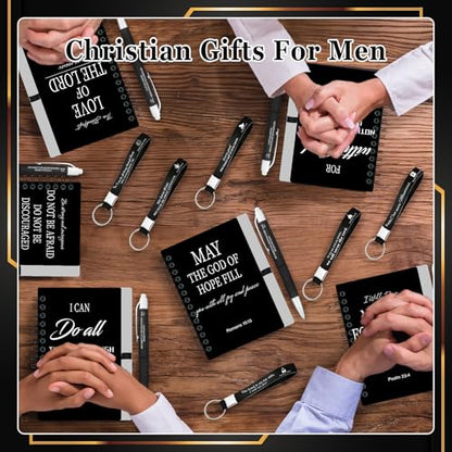 Christian Gifts Bulk Set with Bible Verses - Inspirational Religious Gifts for Men, Includes Cups Notebooks & Keychains - Variation: Bible Verses
