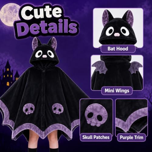 Wearable Bat Blanket Hoodie for Women Cute Bat Cape Halloween Costume
