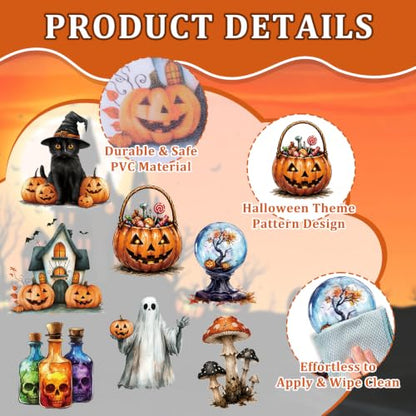 Halloween Theme Non Slip Bathtub Stickers 6PCS - Anti-Slip Bathroom Decals with Scraper