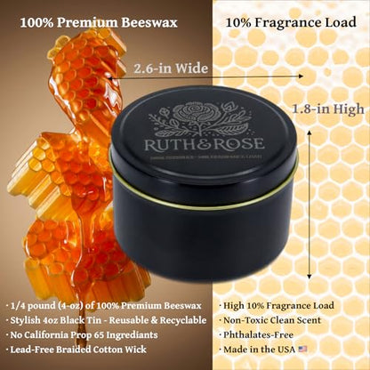 Ruth & Rose Discovery Set Beeswax Candles with 3 Scents, 85+ Hours Burn Time