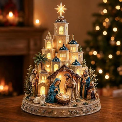 Lighted Nativity Scene Church Tower - Christmas Tabletop Decor - 1PC