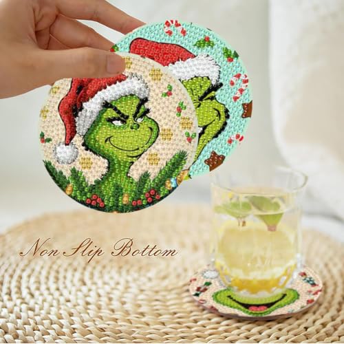 Christmas Diamond Art Coasters Kit 8 Pieces with Holder - JXBD155-US