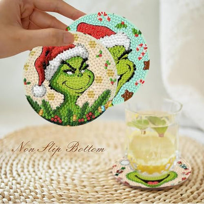 Christmas Diamond Art Coasters Kit 8 Pieces with Holder - JXBD155-US