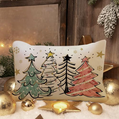 Christmas Tree Lumbar Decorative Throw Pillow Cover 12 x 20 Inches - Pack of 1