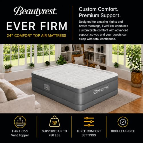 Queen Air Mattress with Dual Pump - 24 Inch Raised, Firm & Cooling Top