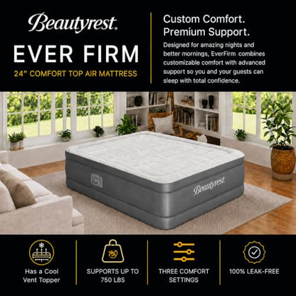 Queen Air Mattress with Dual Pump - 24 Inch Raised, Firm & Cooling Top