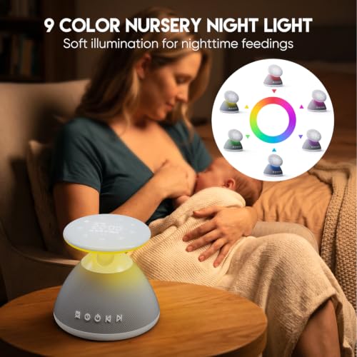 White Noise Sound Machine with Night Light and 50 Soothing Sounds for Sleep