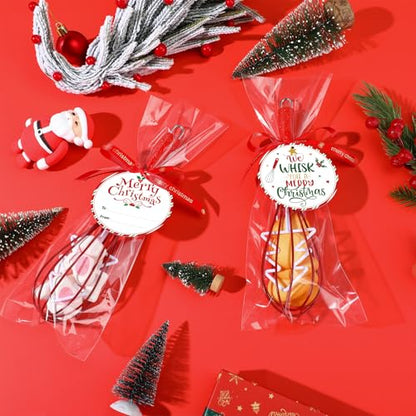 Christmas Gift Set of Silicone Wire Whisks with Cards Ribbons & Bags - 6 Sets