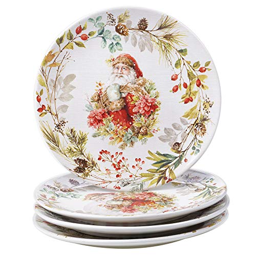 Christmas Story 11-Inch Dinner Plates Set of 4 - Large, Multicolored Holiday Tableware