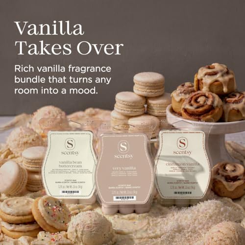Scentsy Wax Melts Beyond Vanilla 3-Bar Set - Paraffin Cubes for Warmers