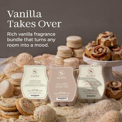 Scentsy Wax Melts Beyond Vanilla 3-Bar Set - Paraffin Cubes for Warmers