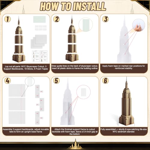 6 Ft NYC Landmark Cardboard Cutout for Party Decorations and Photo Backdrops