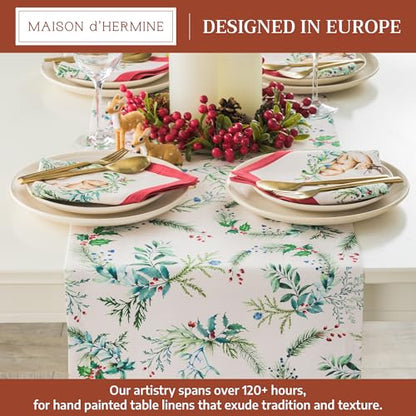 Maison d' Hermine Holly Time Table Runner 14.5" x 108" Cotton Holiday Decor