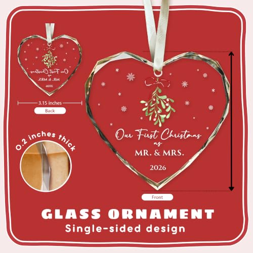 01 Married First Christmas Ornament 2026 - Wedding Gift, Mr and Mrs Decor