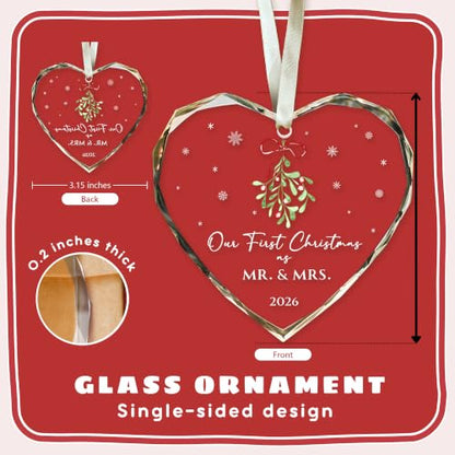 01 Married First Christmas Ornament 2026 - Wedding Gift, Mr and Mrs Decor