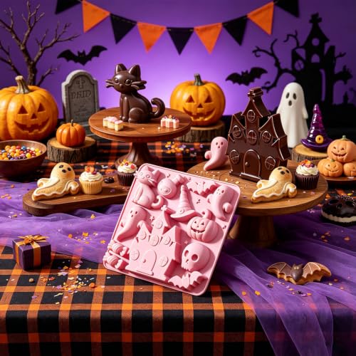 Halloween Silicone Mold with 10 Shapes - Pink Variation of This Listing