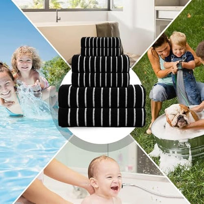 Bathroom Towel Gift Set - 6 Pieces, 600GSM, Black - CASA COPENHAGEN