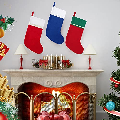 Red & White Felt Christmas Stockings 19 Inches - 36 Pack with Gold Trim, Holiday Decor