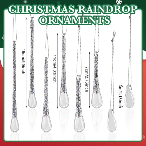 36 Clear Glass Teardrop Christmas Ornaments with Hanging Strings
