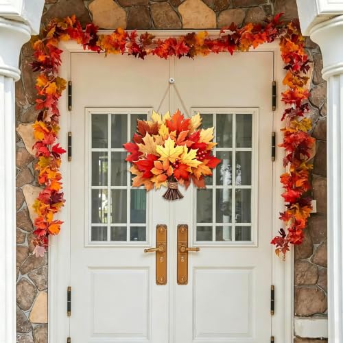 Fall Maple Leaf Door Hanger Sign for Autumn Thanksgiving Outdoor Indoor Decor
