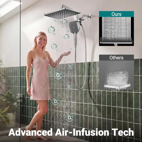 12-Inch XXL Rainfall Shower Head with Handheld Combo - Chrome Polished