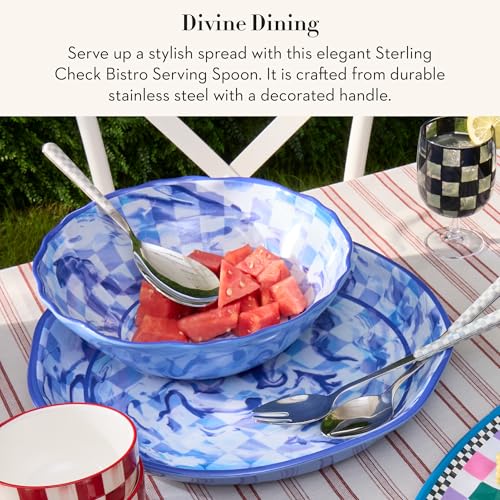 Kitchen Serving Spoon - Gray and White Check Pattern, Stainless Steel, Mackenzie-Childs