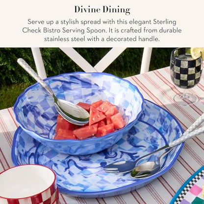 Kitchen Serving Spoon - Gray and White Check Pattern, Stainless Steel, Mackenzie-Childs